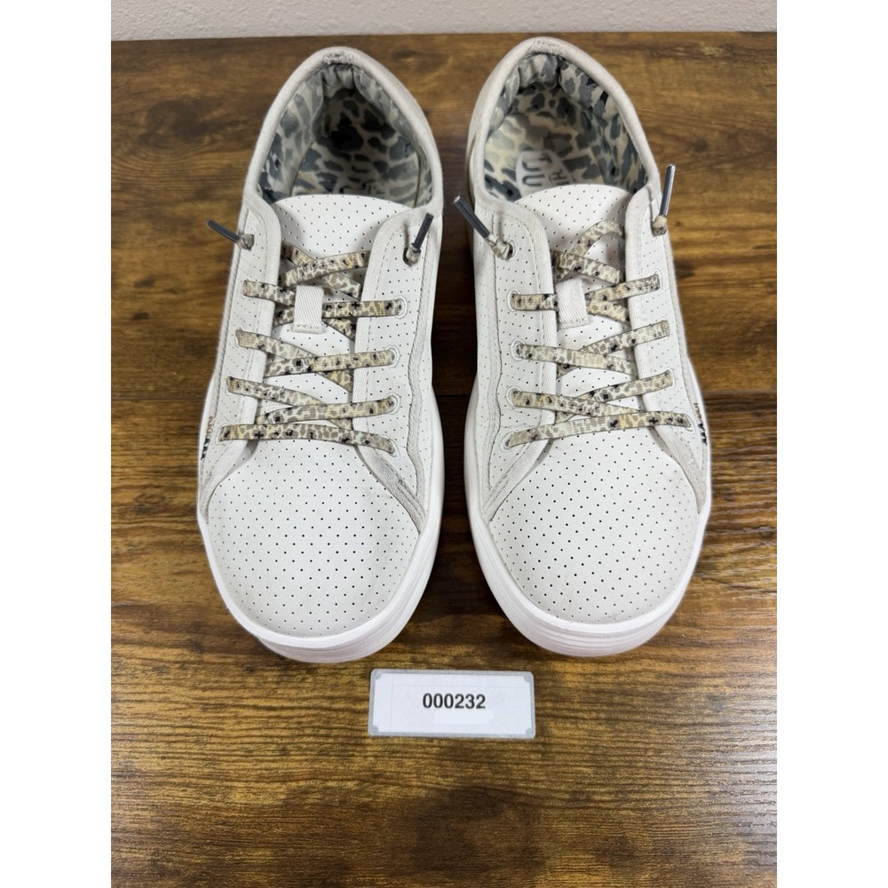 Hey Dude Cody W Women's 11 White Perforated Leather Sneakers Animal Print EU 42